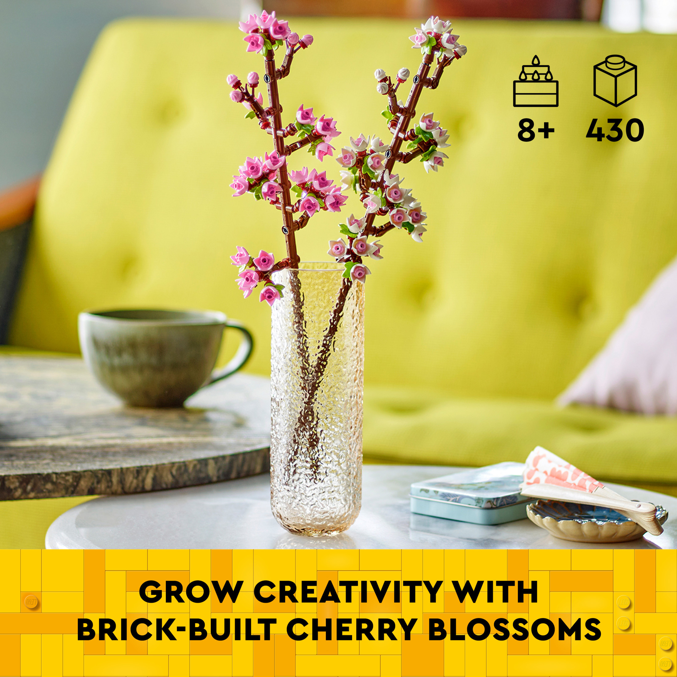 LEGO Cherry Blossoms Celebration Gift, Buildable Floral Display for Creative Kids, White and Pink Cherry Blossom, Spring Flower Gift for Girls and Boys Aged 8 and Up, 40725 - image 4 of 8