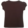 thumbnail image 2 of Lilax Girls' Basic Round Neck Cotton Short Puff Sleeve T-Shirt Brown 6 Years, 2 of 7