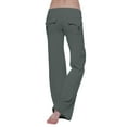 thumbnail image 4 of Flare Yoga Pants for Women Cargo Style High Waisted Stretchy Casual Gym Lounge Pants Dark Gray L, 4 of 5