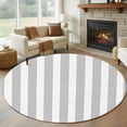 thumbnail image 2 of Grey Striped Large Area Rugs for Bedroom Living Room, Soft Non Slip Carpet Bedside Rug, Modern Farmhouse Gray White Stripes Round Floor Cover Kitchen Accent Rug 8' for Dining Room/Office, 2 of 9
