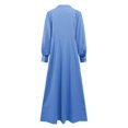 thumbnail image 5 of Robe Longue Décontractée pour Femmes Robe de Couleur Unie Bouton V Cou Robe Élégante à Manches Longues Robe Swing Grande Mode, 5 of 5