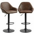 thumbnail image 1 of HOMCOM Tabourets de Bar Réglables, Ensemble de 2, Chaises de Salle à Manger Pivotantes avec Repose-Pieds et Dossier, Cuir PU Moderne et Base Ronde en Acier, pour Comptoir de Cuisine et Salle à Manger, Café, 1 of 10
