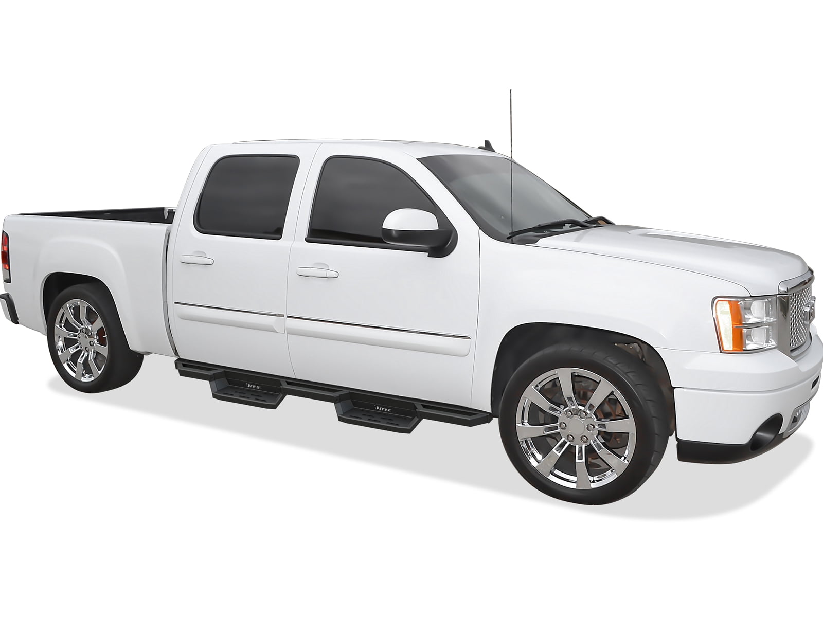 APS 304 Stainless Steel 6.5in Nerf Bars Pocket Steps Square Tube Rocker Guards Compatible with Chevy Silverado GMC Sierra Crew Cab 01-07