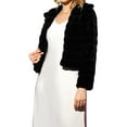 thumbnail image 4 of Unique Bargains Juniors Faux Fur Turn Down Collar Open Front Cropped Fluffy Jacket XS Black, 4 of 5