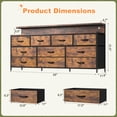 thumbnail image 4 of Romorgniz Rustic Brown TV Stand for 65 inch TV Dressers for Bedroom with 10 Fabric Drawers Modern TV Stand for Living Room with LED Lights & Power Outlets, 4 of 9