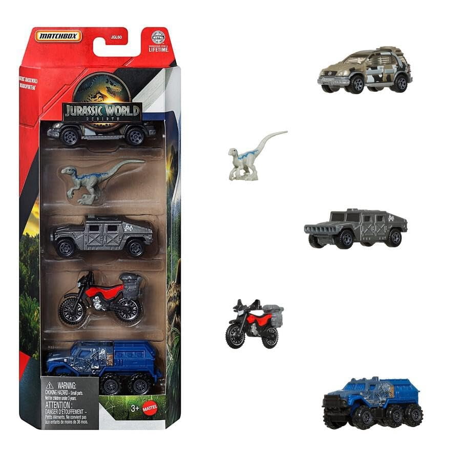 Jurassic World Matchbox Dinosaur Vehicles 5 Packs Bundle of 4 (JGL60-956B)