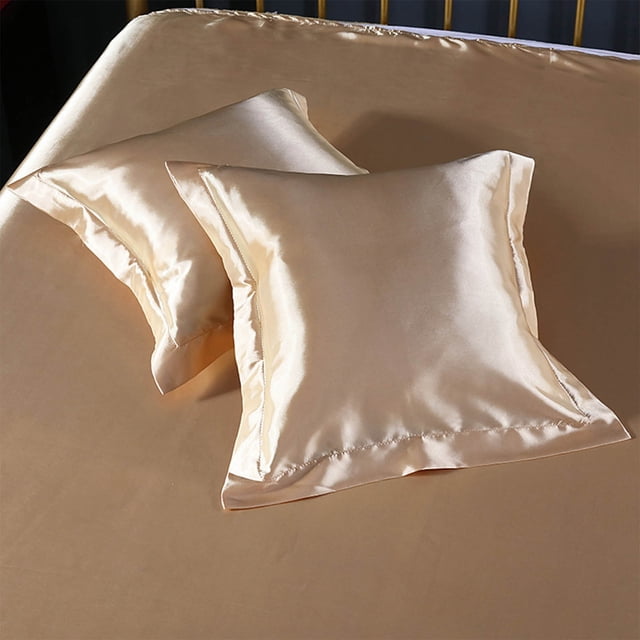 Juego de 2 fundas de almohada de seda simuladas | Ropa de cama suave de lujo Satin Feel | Material de seda sintética brillante | Suave con el cabello y la piel | Resistente a la decoloración |