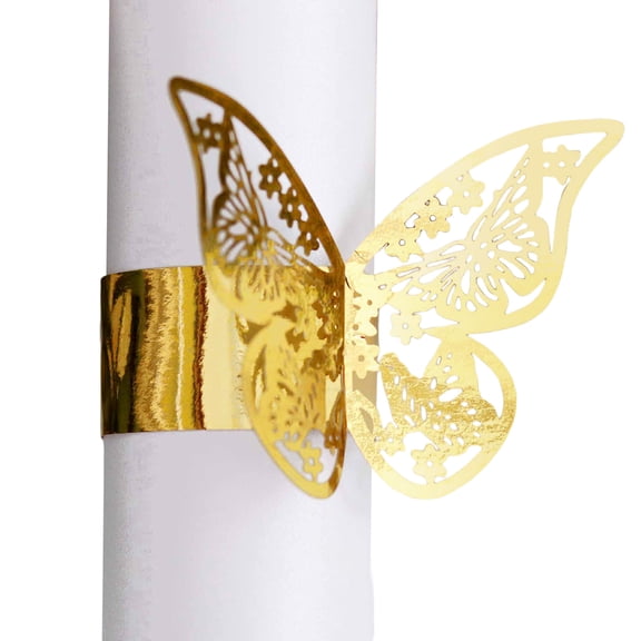 50-Pack 3D Butterfly Napkin Rings for Wedding Receptions, Elegant Paper Napkin Holders for Dinner Parties, Holiday Place Settings, and Family Gatherings
