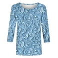 thumbnail image 4 of Idoravan Womens Tops 3/4 Sleeve Plus Size Women's Floral Print Round Neck Three Quarter Sleeve 3/4 Sleeve T-shirt Loose, 4 of 5