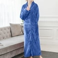 thumbnail image 5 of Fartey Womens Fleece Warm Robe with Hooded Soft Comfy Zipper Long Bathrobes Fashion Solid Color Long Sleeve Bathrobe with Pockets Plush Night Dressing Loungewear Blue M, 5 of 5