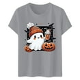 thumbnail image 4 of T-shirt Graphique d'Halloween pour Femme, Manches Courtes, Décontracté, Confortable, Mélangé, Tenue Quotidienne, Haut Stylé, 4 of 5