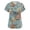 Cyan, variant on Women V Neck Short Sleeve Scrub Top with American Flag and Floral Print Lightweight Breathable Fabric Workwear Uniform Cyan L