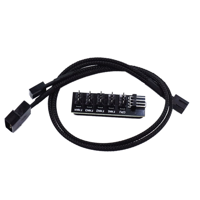 Ventilador de refrigeración Divisor de cable Caja de la computadora CPU PWM Ventilador Cable de alimentación Adaptador divisor 1 a 5 Cable de 4 pines Vogacara EL5235-00B