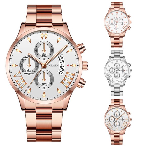 Resicozy Mens Watches Stainless Watch Round Dial Quartz Chronograph Fashion Business Wristwatch with Date 2026 Pink