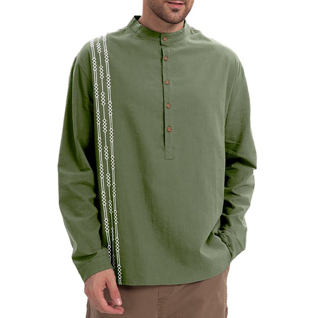 XDZJLR Mens T Shirts 2025 Spring New Long Sleeved Fashion Loose Linen Breathable And Comfortable Summer Must Have Tops