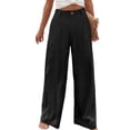 thumbnail image 3 of Women'S Pants Casual Button Up High Waisted Wide Leg Trousers Black L, 3 of 9