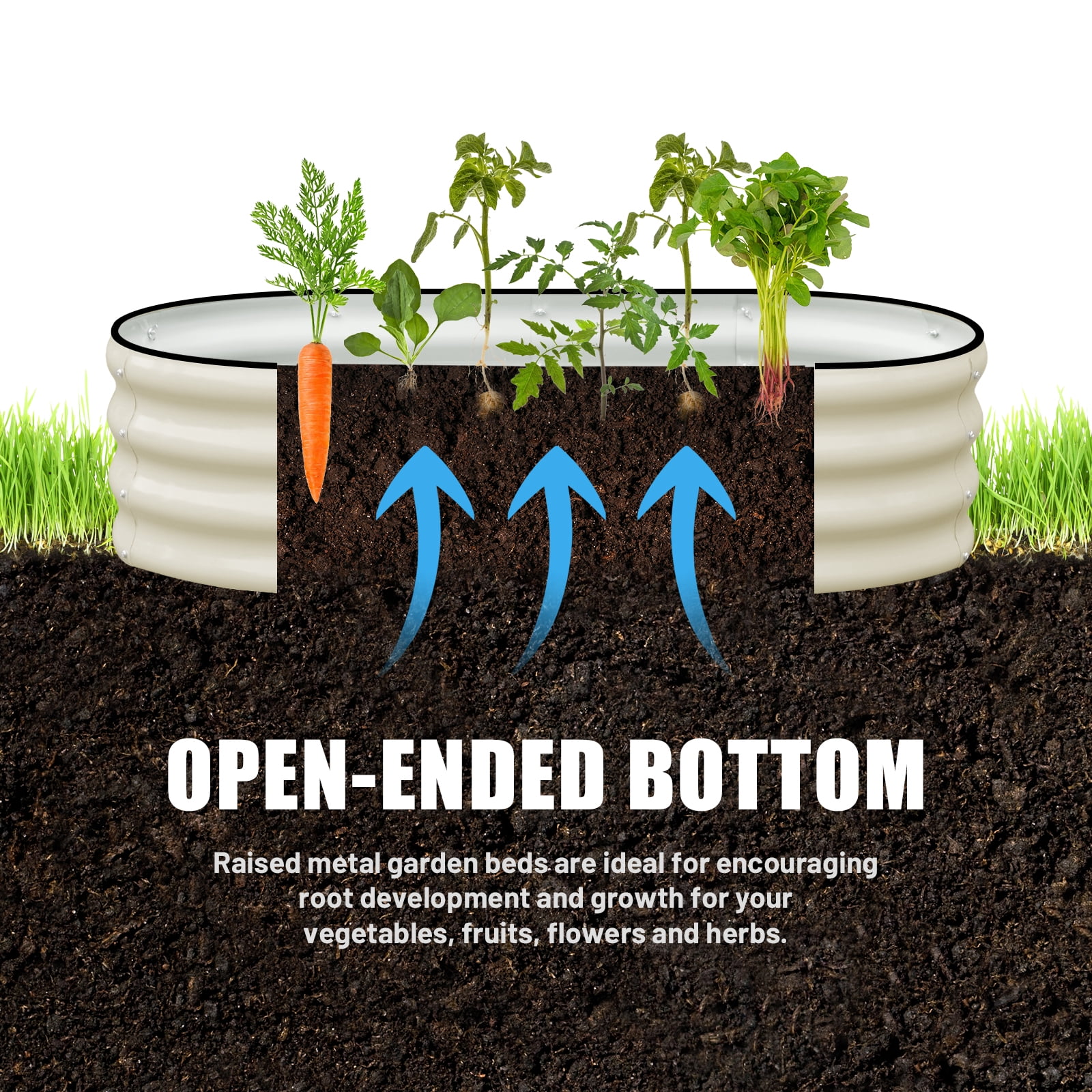 SnugNiture Raised Garden Bed, 3Pcs 4x2x1ft Galvanized Metal Planter Box, White