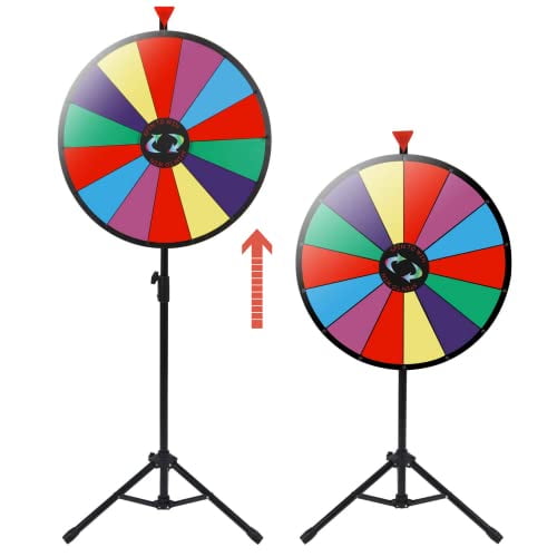 Smartxchoices 24 Pouces Prix Tournant avec Support Réglable en Hauteur 14 Emplacements Prix Coloré Jeu de Spinner avec Effaceur à Sec & Marqueur, Salon Professionnel Carnaval Fortune