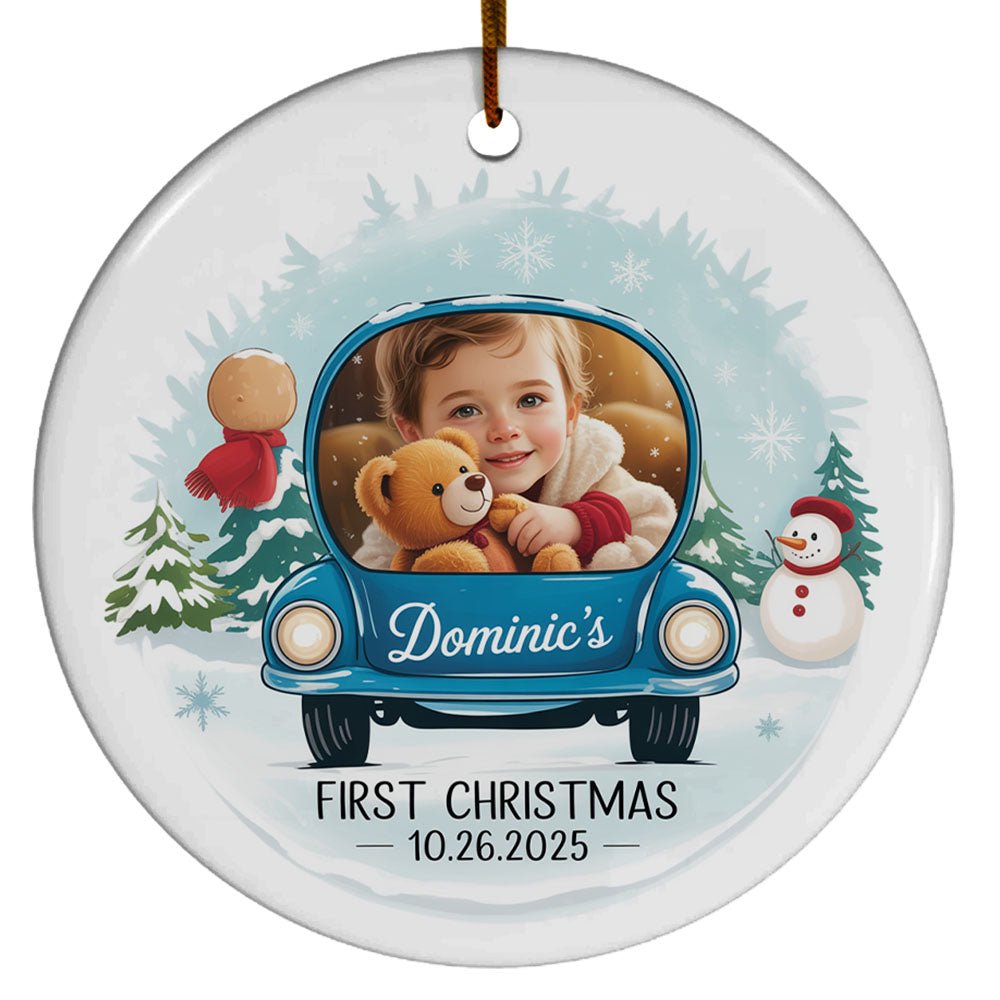 Baby's First Christmas Ceramic Ornament, Add Picture Baby Christmas Ornament 2025, Custom Name Text Photo Baby 1st Christmas Ornaments