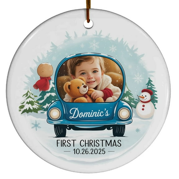 Baby's First Christmas Ceramic Ornament, Add Picture Baby Christmas Ornament 2025, Custom Name Text Photo Baby 1st Christmas Ornaments
