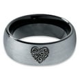 thumbnail image 2 of Tungsten Floral Paisley Heart Shaped Band Ring 8mm Men Women Comfort Fit Black Dome Brushed Gray Polished, 2 of 4