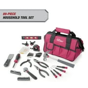 Hyper Tough 89-Piece Household Tool Set 12-Pocket Tool Bag, Pink