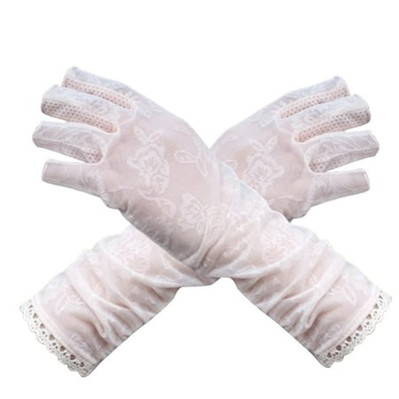 

Worallymy Ice Silk Mitten Sunscreen Full Protection Breathable Elegant Hand Cover Multiple Colors Sun Protection Hands Wrap Lace Mitten