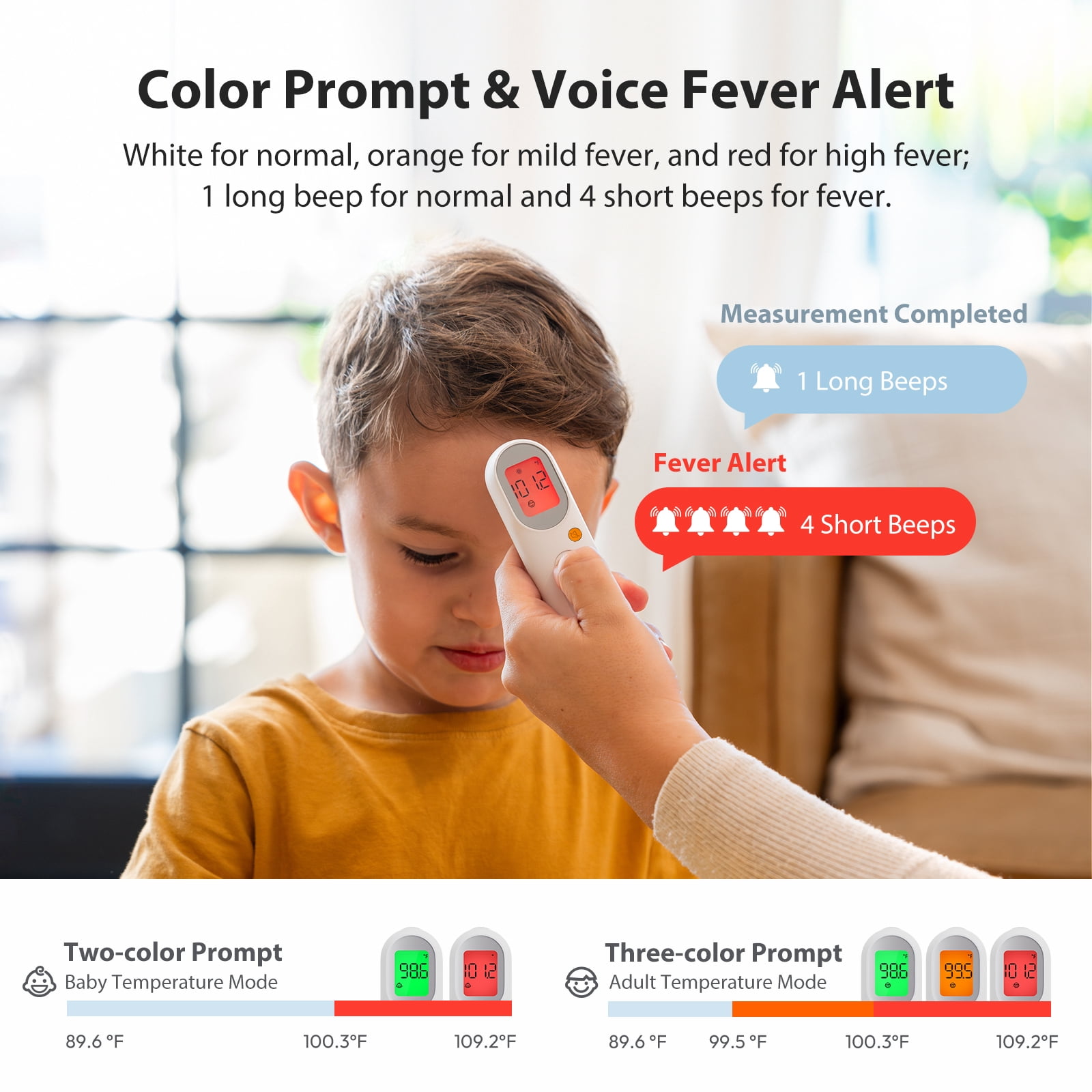 iHealth PT9S No-Touch Forehead Thermometer, Digital Infrared Thermometer for Adults, Kids & Babies, Fast Temperature Reading