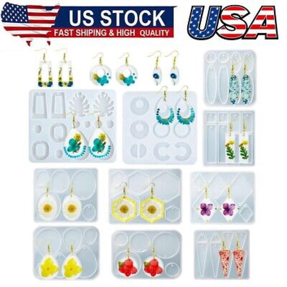 10Pcs Resin Earring Mold,Silicone Resin Jewelry Molds Set for Epoxy Resin Dangle