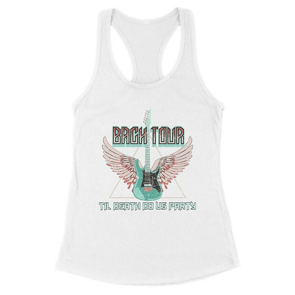 Rock and Roll Bachelorette Tank Top Fitted Racerback Women's Large White