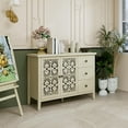 thumbnail image 5 of LFGUIZO 2 Door 3 Drawer Sideboard Buffet Cabinet, Accent  with Hollow Carving and Adjustable Shelves, Credenza for Living Room, Hallway, Natural, 5 of 7