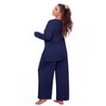 thumbnail image 3 of MINTREUS Plus Size Lounge Sets for Women Long Sleeve Tops and Long Pants Soft Comfy Pajamas Set Oversized 2 Piece Outfits 1X-5X, 3 of 9