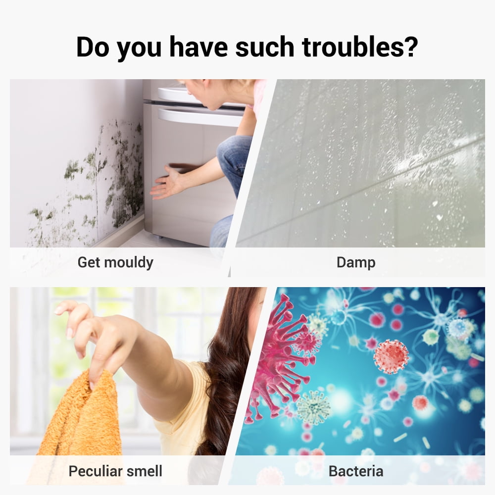 Portable Dehumidifier, Efficient Moisture Absorber, Fast Dehumidification with 17oz Capacity, Auto Shut-Off, USB Plug for Home, Basement, RV for 53-162sq ft