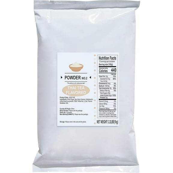 Soeos Thai Tea Milk Tea Powder, 2.2 lbs (1kg) – Instant Bubble Tea Mix with Creamer & Sugar, Easy to Prepare, Perfect for Boba Drinks & Desserts
