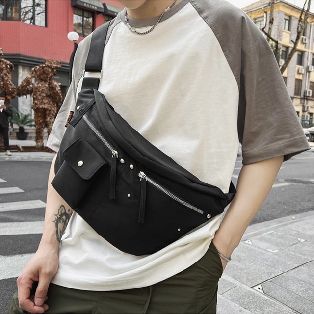 Bolsa De Pecho Bolso de pecho unisex multifuncional de nailon para deportes al aire libre, accesorios (negro)