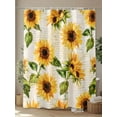 thumbnail image 4 of Retro Sunflower Long Shower Curtain Set, Waterproof Shower Curtains for Bathroom, Watercolor Letter Flowers Washable Fabric Cloth Bath Curtain for Bathtub Decoration with Hooks 72x84 Inches, 4 of 6