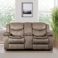 thumbnail image 4 of Lexicon Bastrop Fabric Double Glider Reclining Loveseat with Console in Brown, 4 of 5