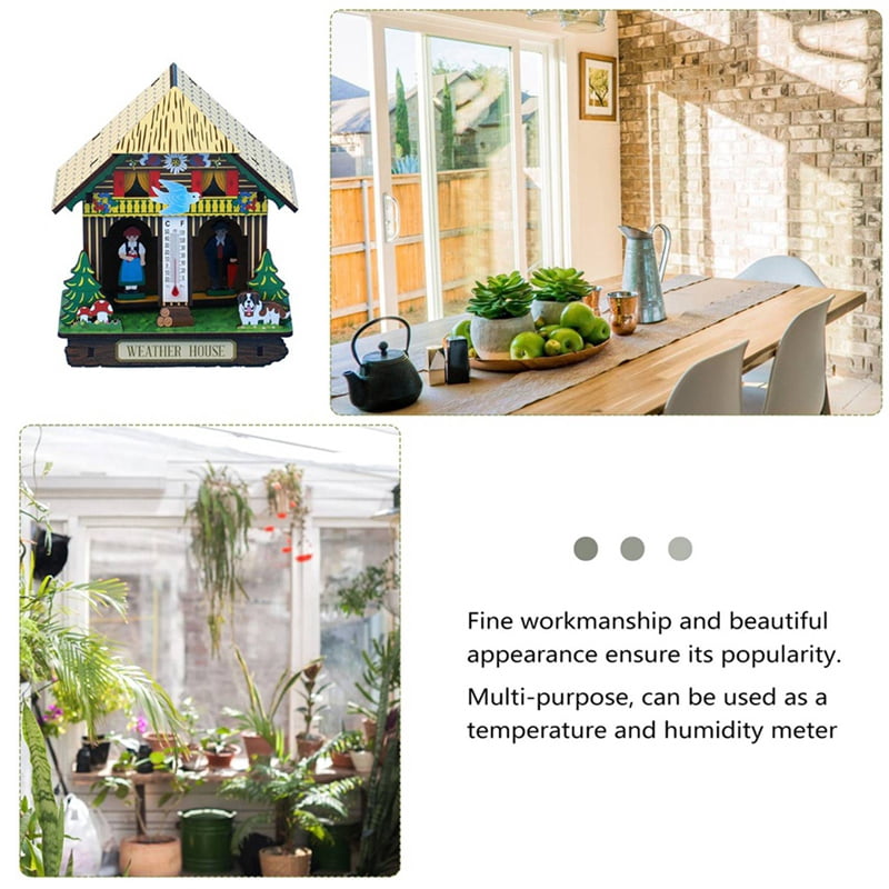 2X Sunny Rainy Box Indoor Accurate Thermometer Home Barometer House Hygrometer Plastic Hanging Weather Woman Clock