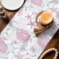 thumbnail image 3 of Pink Blue Coastal Table Runner 70 Inches, Summer Beach Coral Sea Turtle Starfish Bed Runner Dresser Scarves Tabletop for Indoor Outdoor Parties/Ceremony/Banquet, 13" x 70", 3 of 9