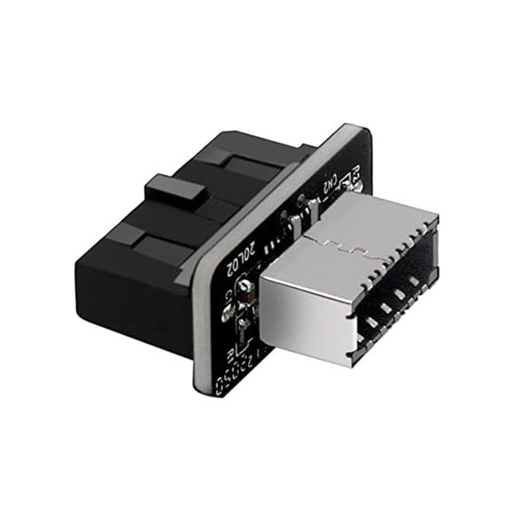 JoyReken Adaptador de panel frontal USB Adaptador de encabezado USB C vertical USB 3.1 Tipo-E Key-A a USB 3.0 Convertidor de encabezado de 20 pines para placa base tipo C