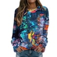 thumbnail image 1 of EHQJNJ Chandail en Molleton Col Rond Tunique Décontractée pour Femmes Imprimé Dégradé Col Rond Pull Manches Longues Ample, 1 of 6