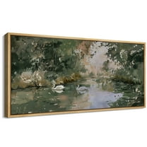 Large Framed Canvas Print The Abstract Modern Wall Art Decorative Ready to Hang Painting for Living room Bedroom - 60"x30" Natural Frame