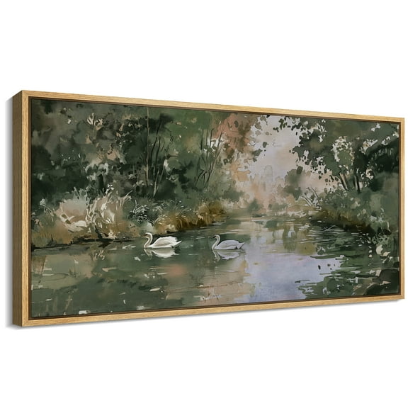 Large Framed Canvas Print The Abstract Modern Wall Art Decorative Ready to Hang Painting for Living room Bedroom - 60"x30" Natural Frame