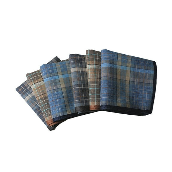 Necvior Polyester Handkerchiefs Male Washable Lattice Pattern Hankie Random Color Handkerchiefs for Commercial Affairs