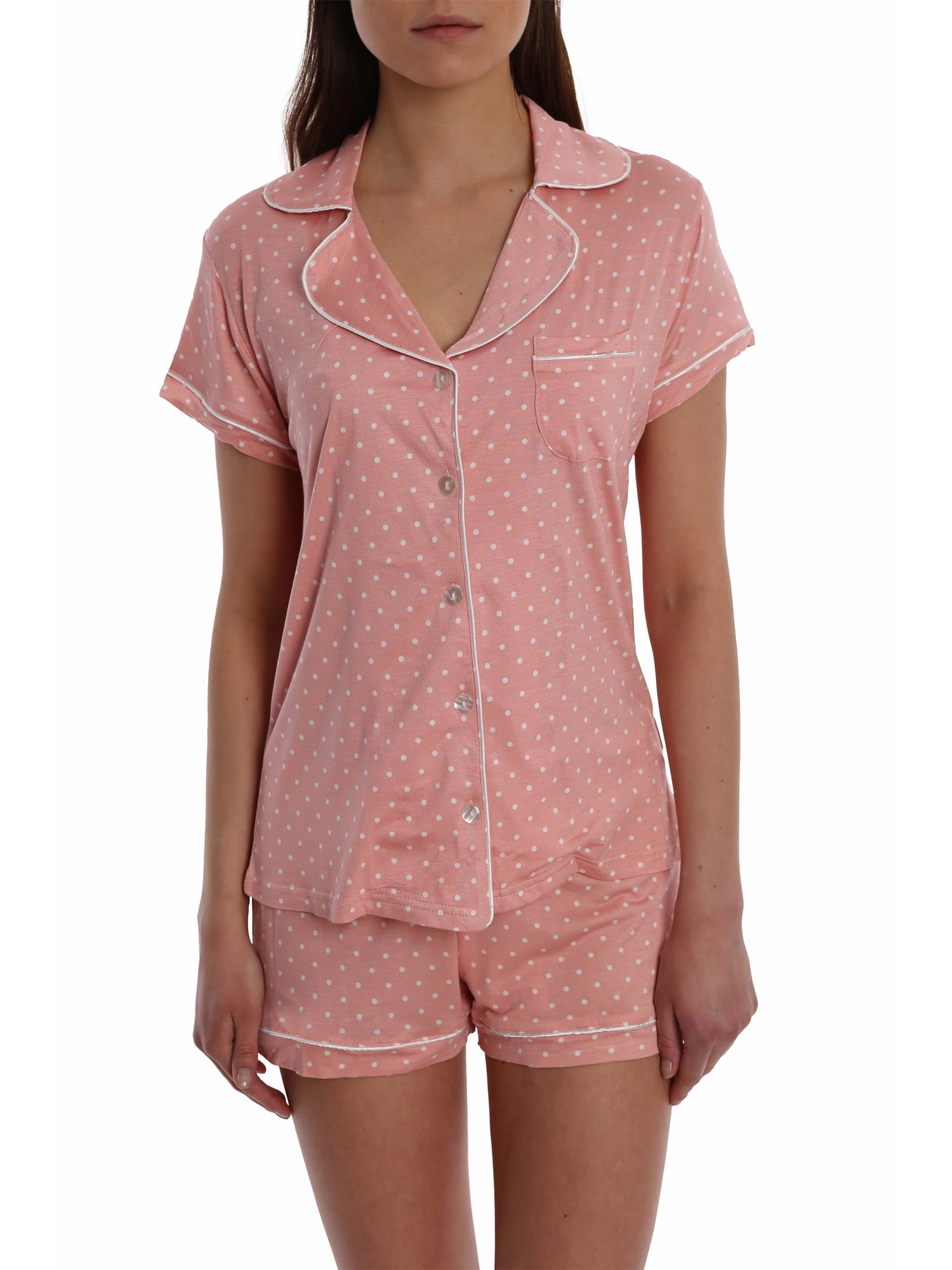 COLORFULLEAF Women’s Pajama Set Button Down Short Sleeve PJS Top and Sleep Shorts
