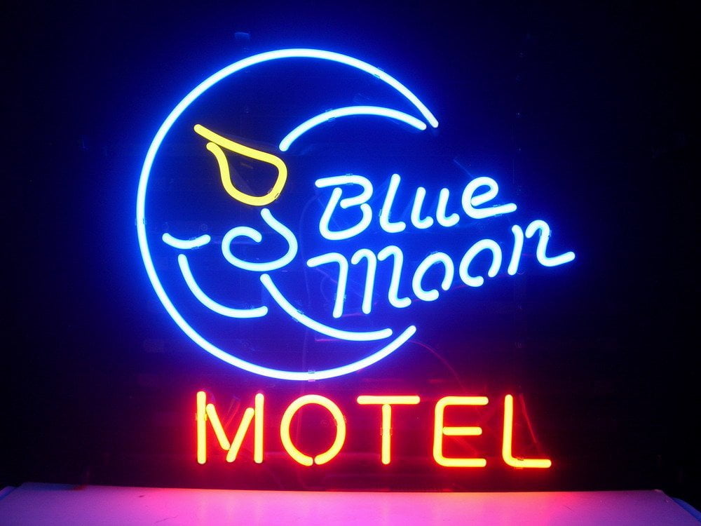 New Moon With Sunglass Beer Man Cave Neon Light Sign 17"x14" 