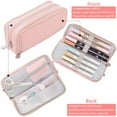 thumbnail image 7 of Rirool Large Capacity Pencil Case, 3 Zipper Compartments Pen Pouch for High School, College, Teachers, Office & Travel Use, Makeup Bag for Teens and Adults, Pink, 7 of 7