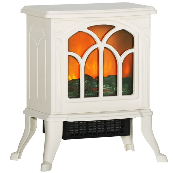 Alvantor Electric Fireplace Freestanding Stove Heater with Realistic Logs 14.75"x9"x17.25" Beige