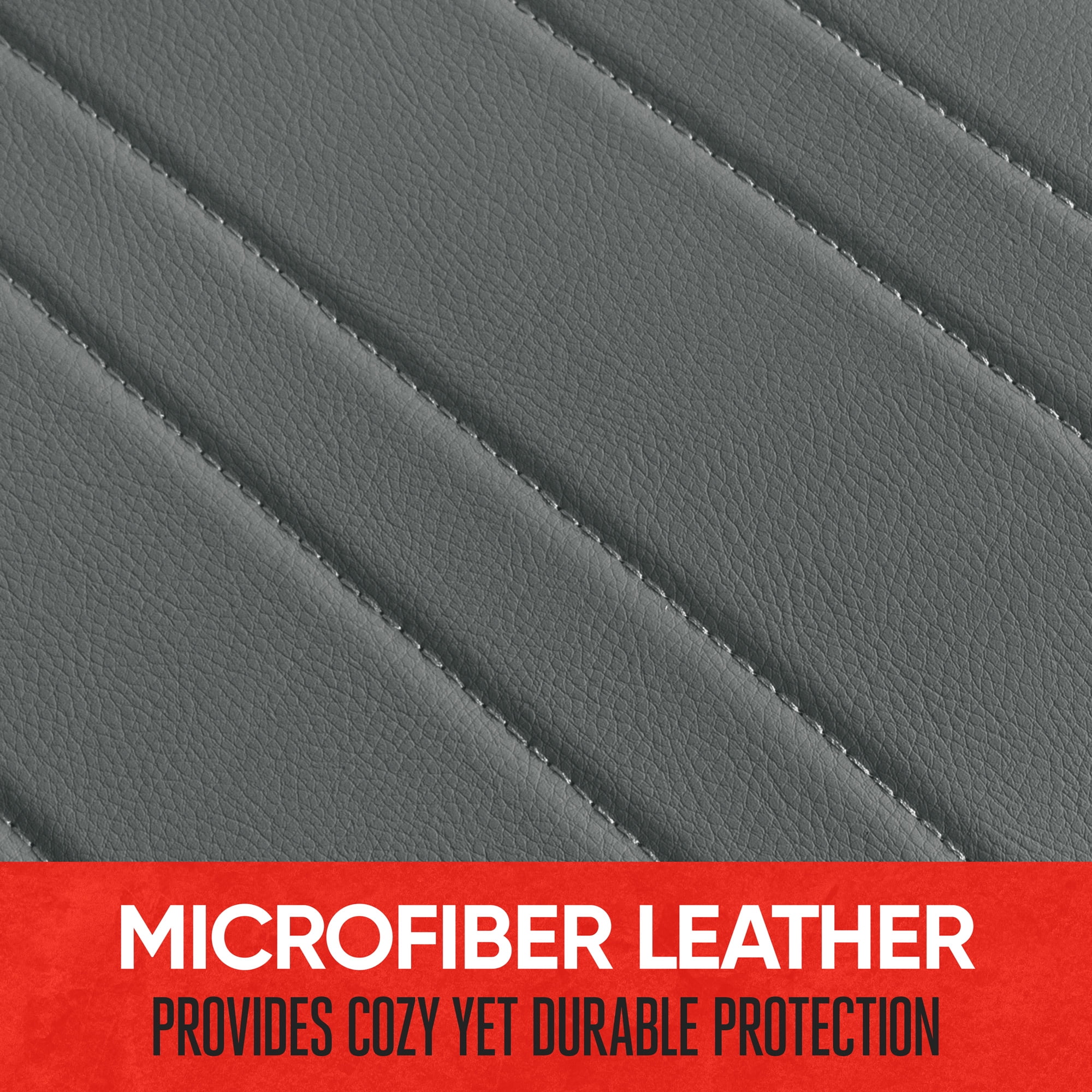 Motor Trend Faux Leather Front Seat Cover for Cars - (1) Gray Front Car Seat Covers for SUV & Truck with Storage Pockets - Automotive Car Seats Cover Protector - For Bottom Cushion Coverage Only