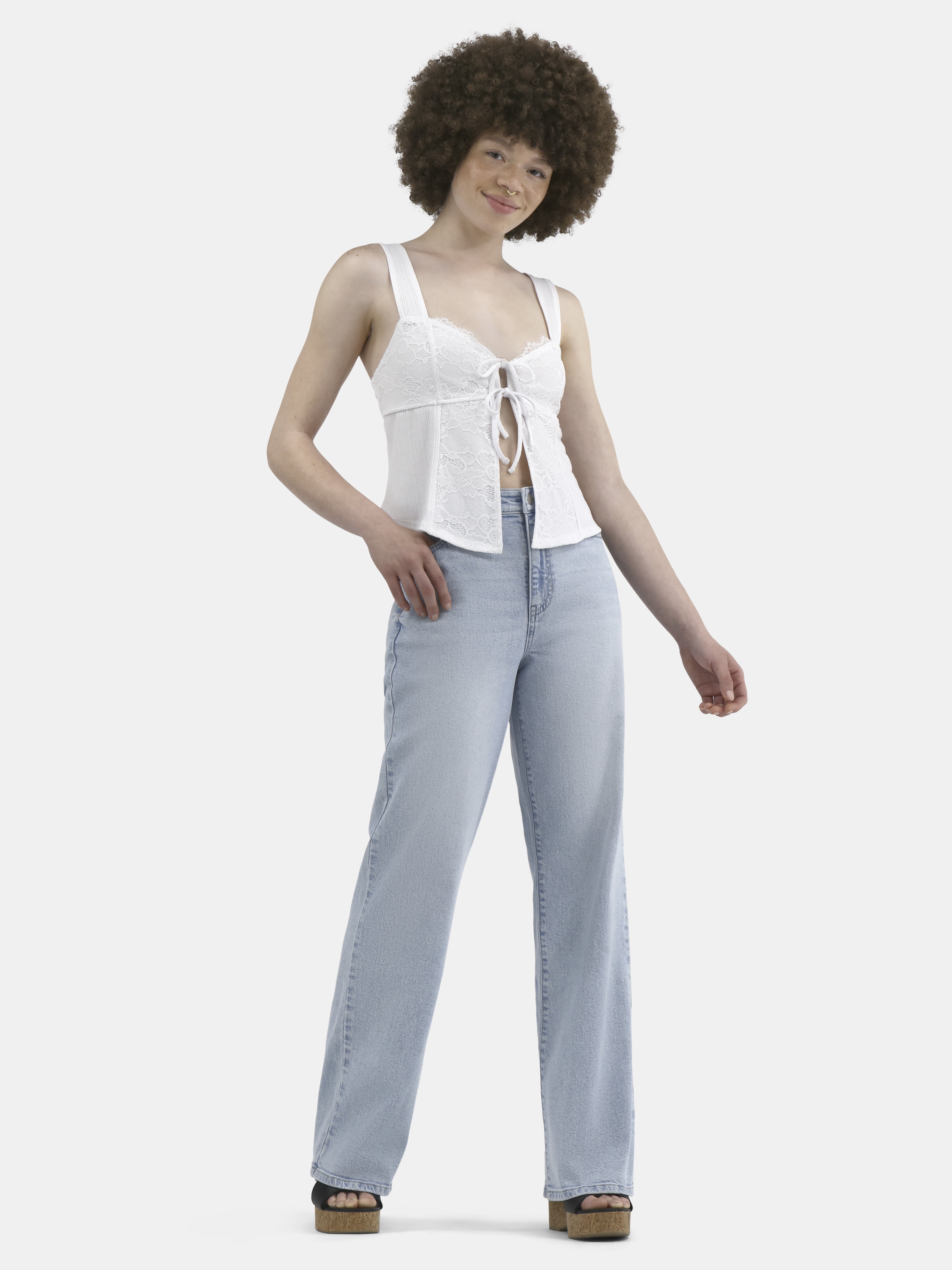No Boundaries High Rise Baggy Wide Leg Jeans, 32" Inseam, Women's and Women's Plus XXS-4X